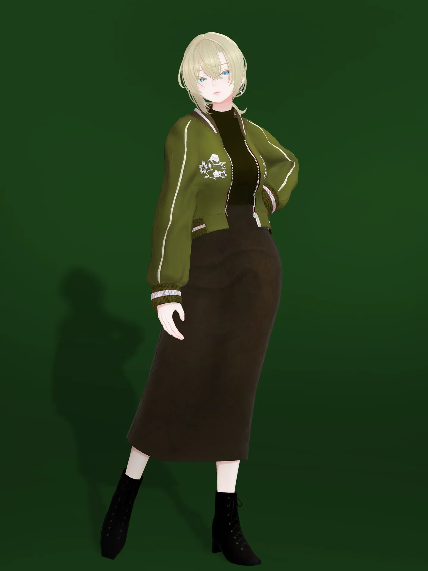私のスカジャン改変：オリーブグリーン