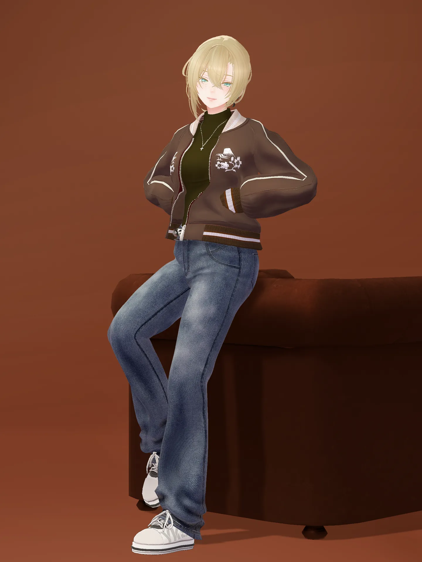 私のスカジャン改変：ブラウン