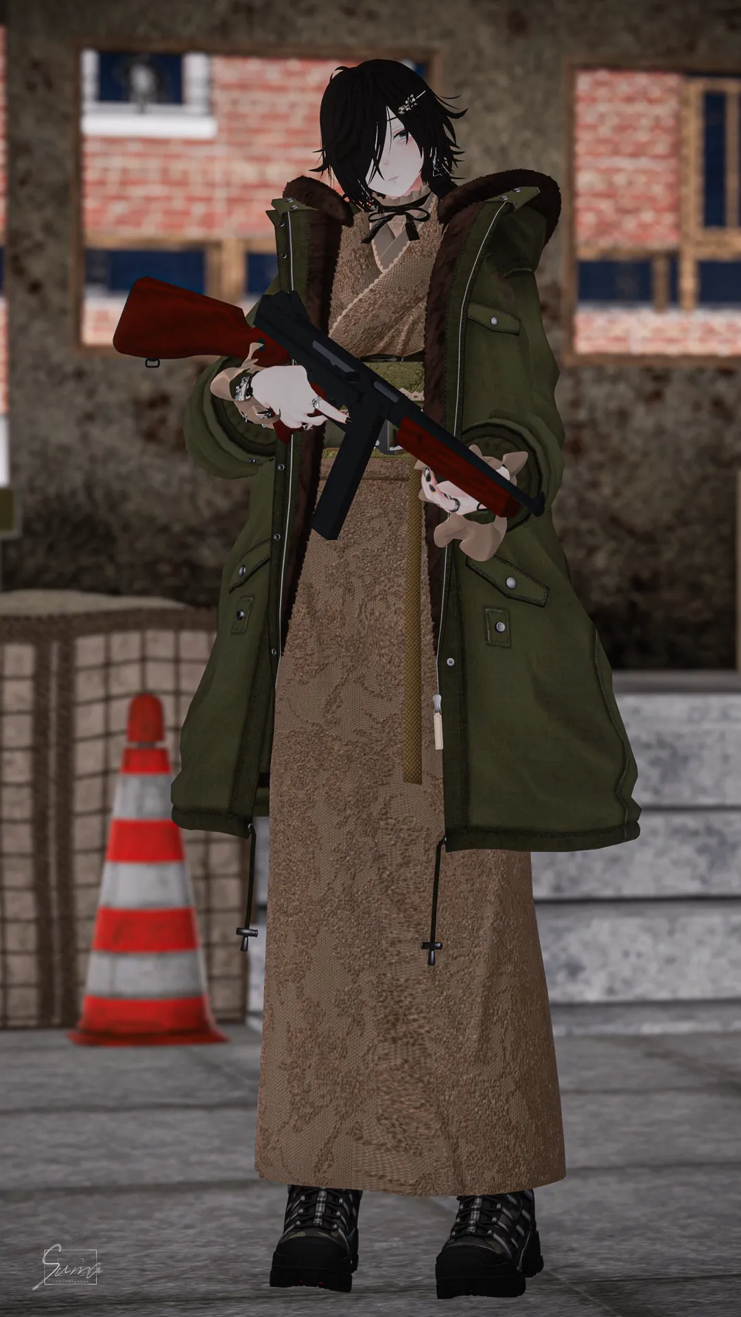 森羅　ミリタリー着物コーデ