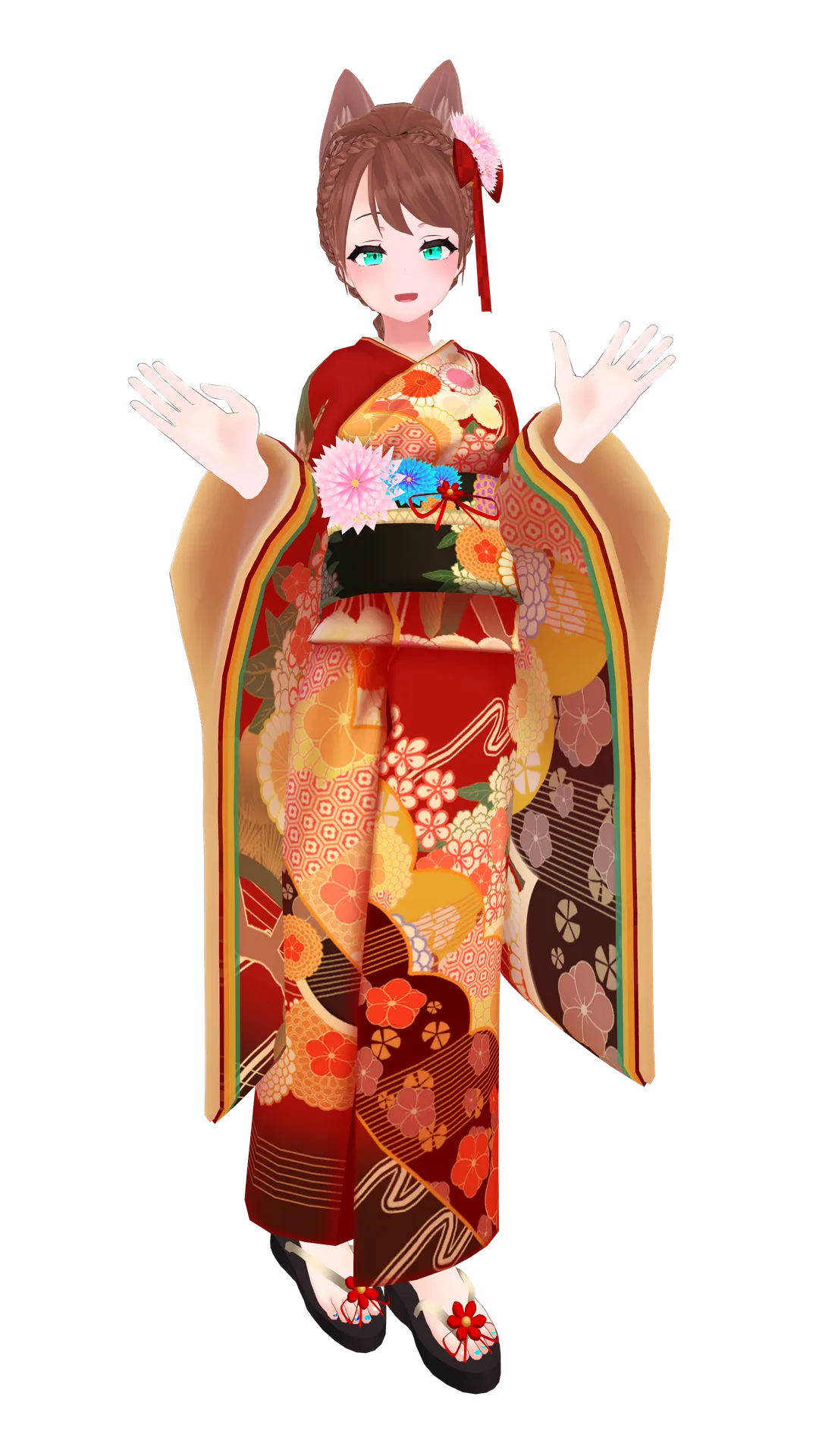 沙猫：正月の振袖