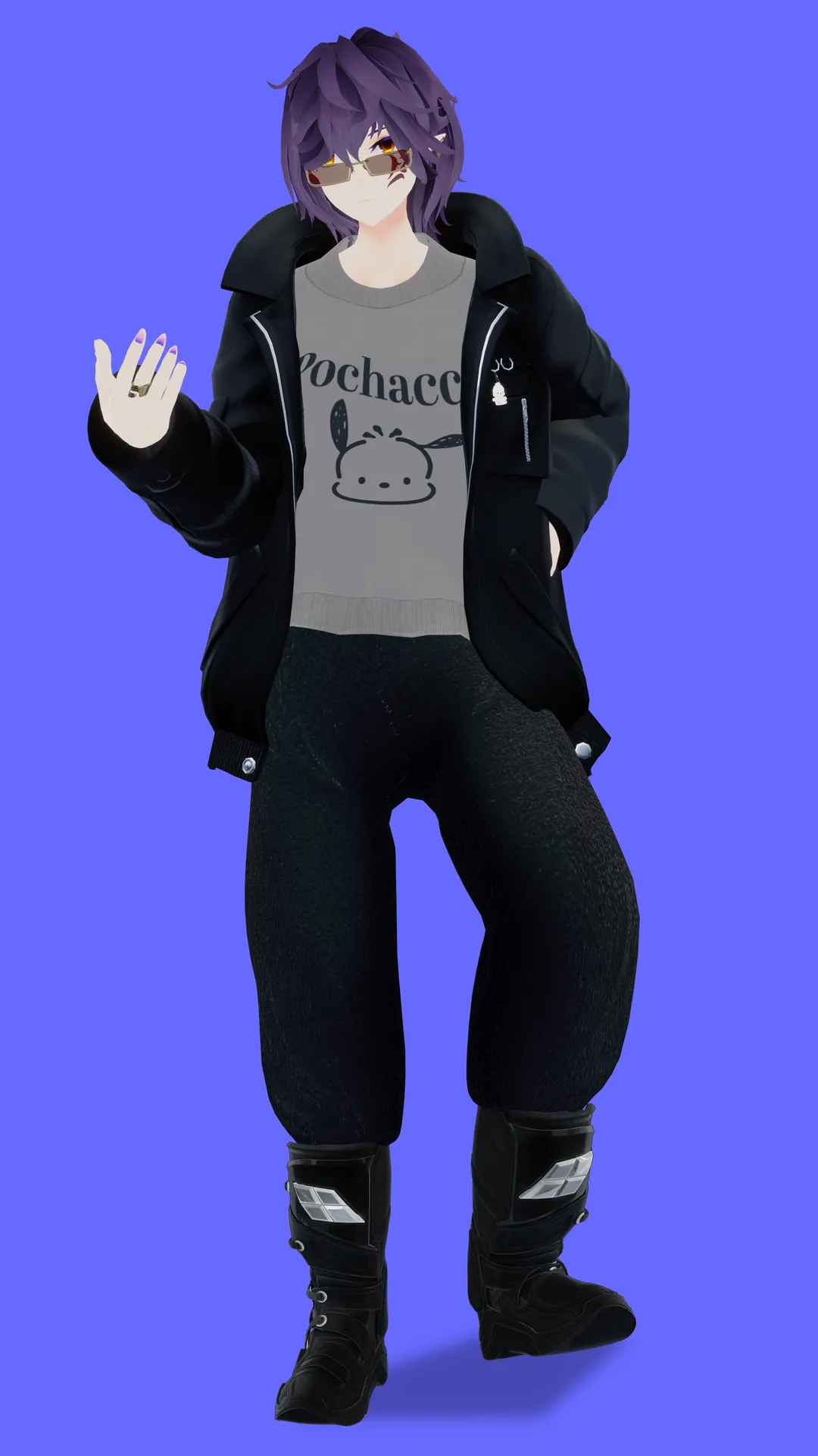 ポチャッココーデ 男×グレー