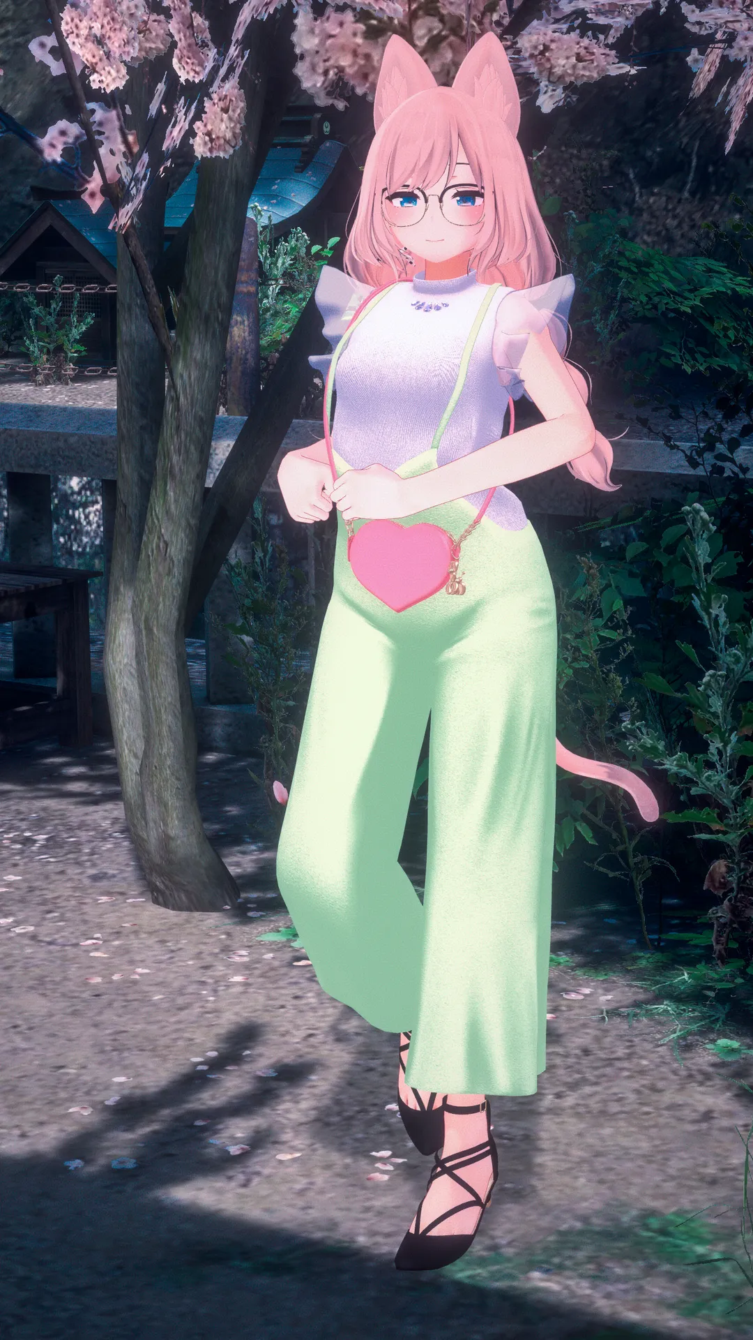 沙猫　サロペットコーデ