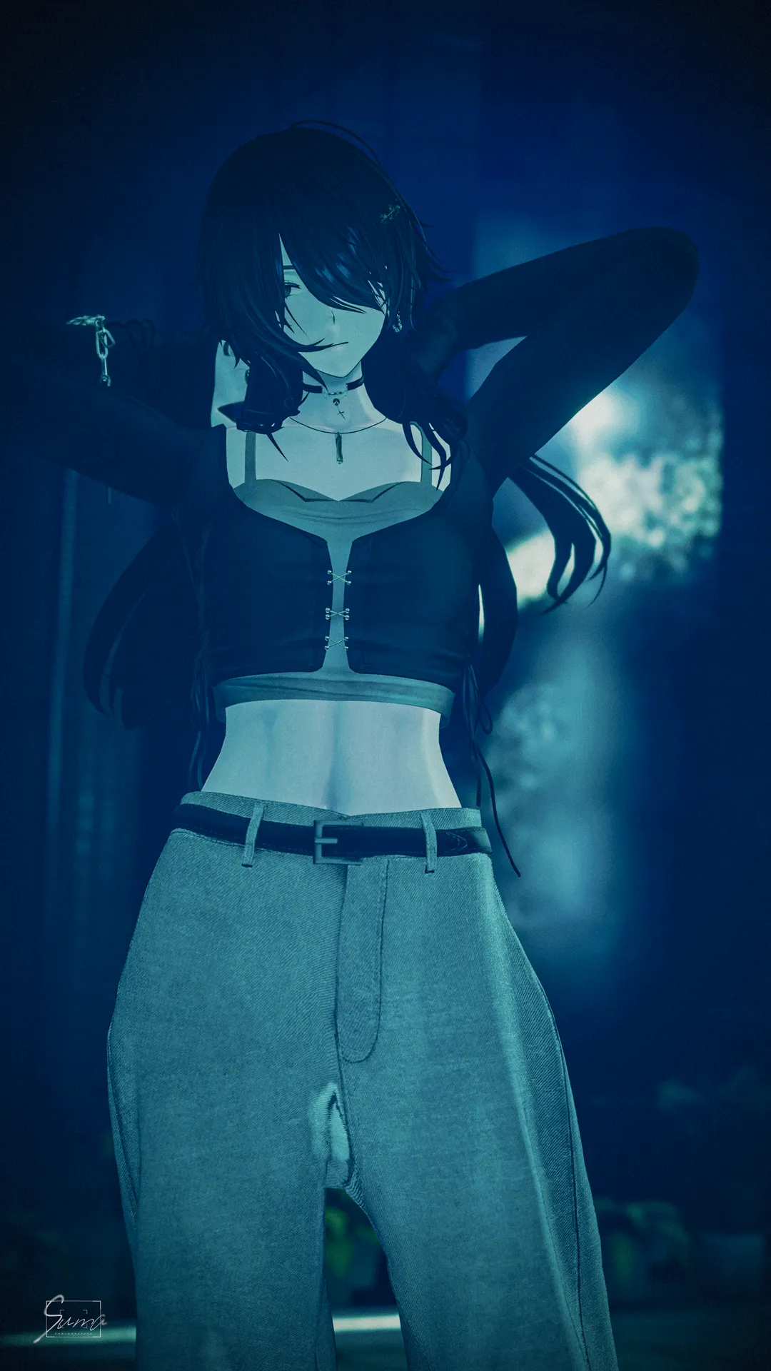 玲來　ワイドパンツコーデ