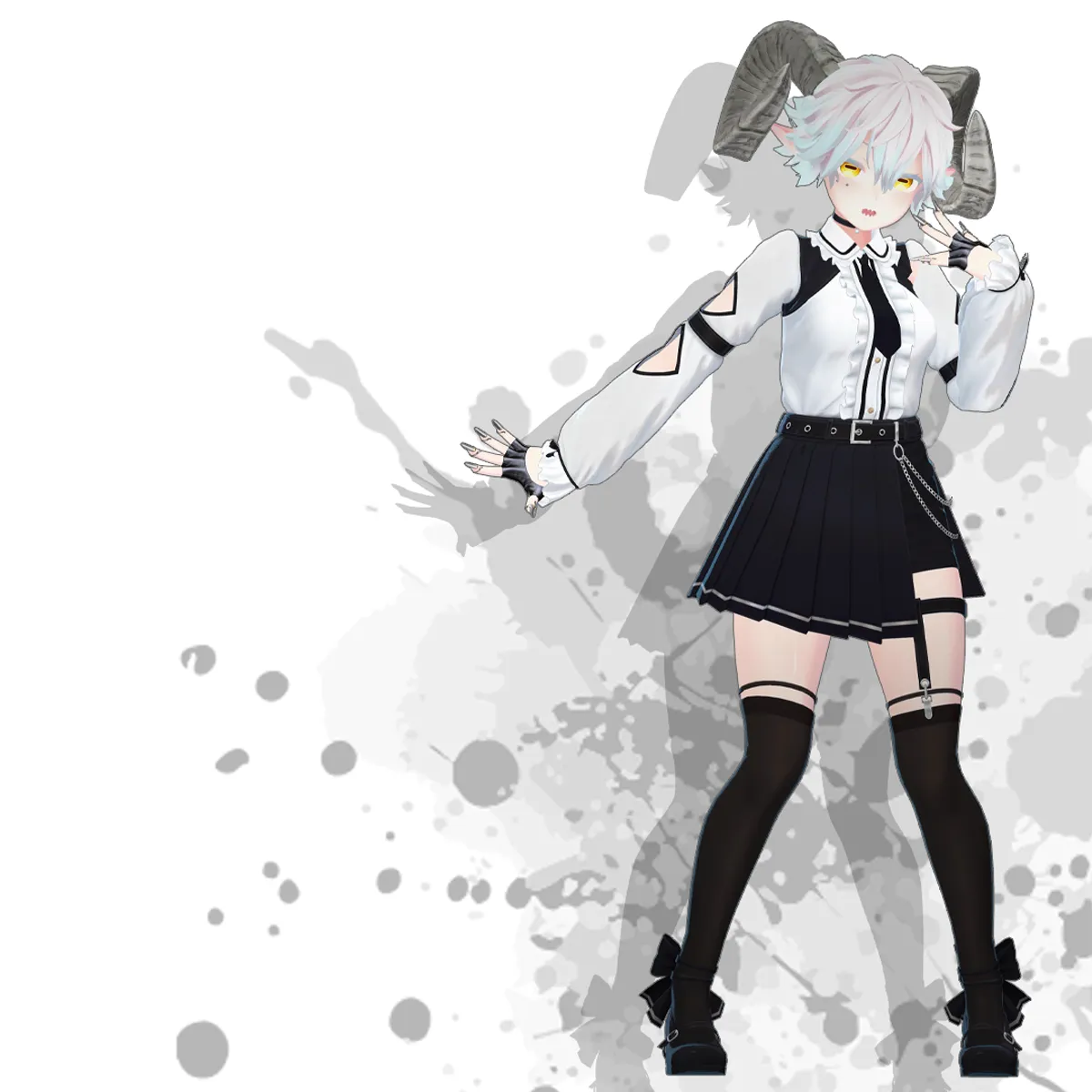 Bicolor Blouse & Asymme Skirt【メリノ（Body：桔梗）】