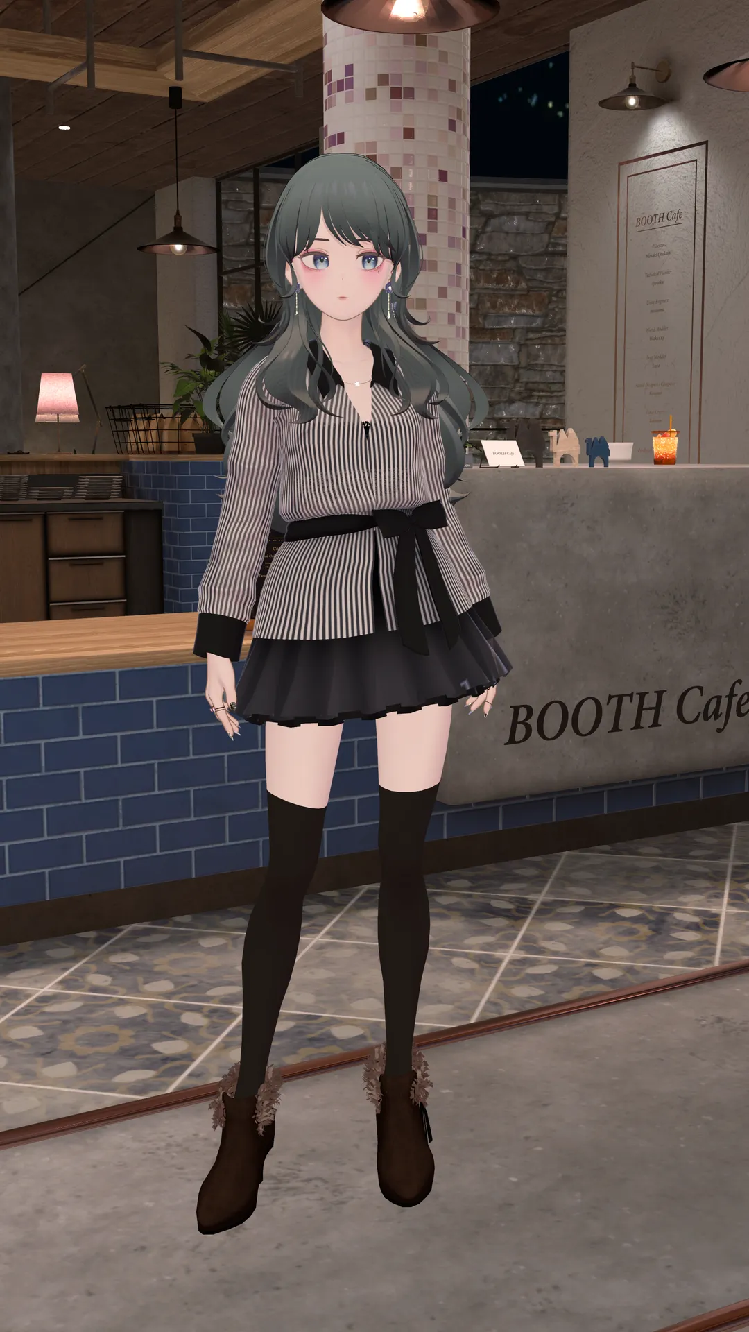 ストライプシャツミニスカ