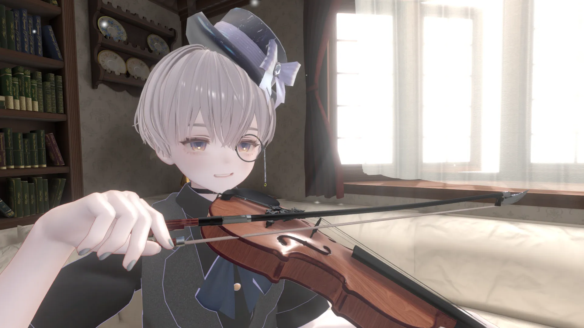 お坊ちゃまマリシアくん（うまく演奏できるかぎこちないお顔）