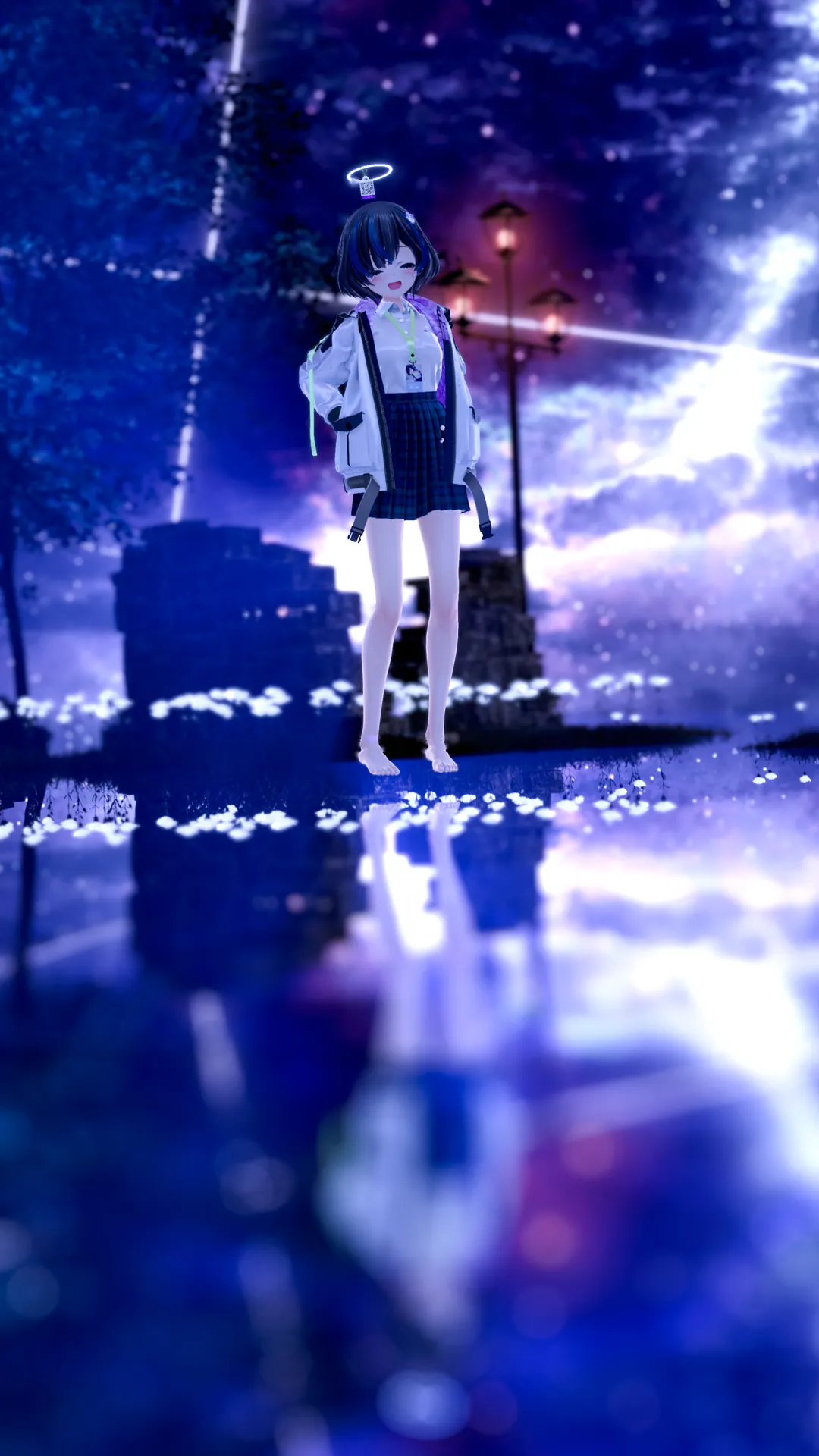 水面に映るしずくさん。