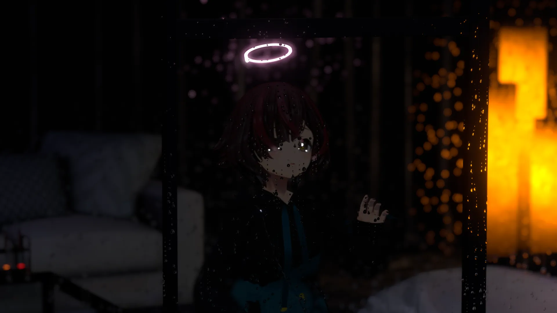 雨を眺めるしずくさん