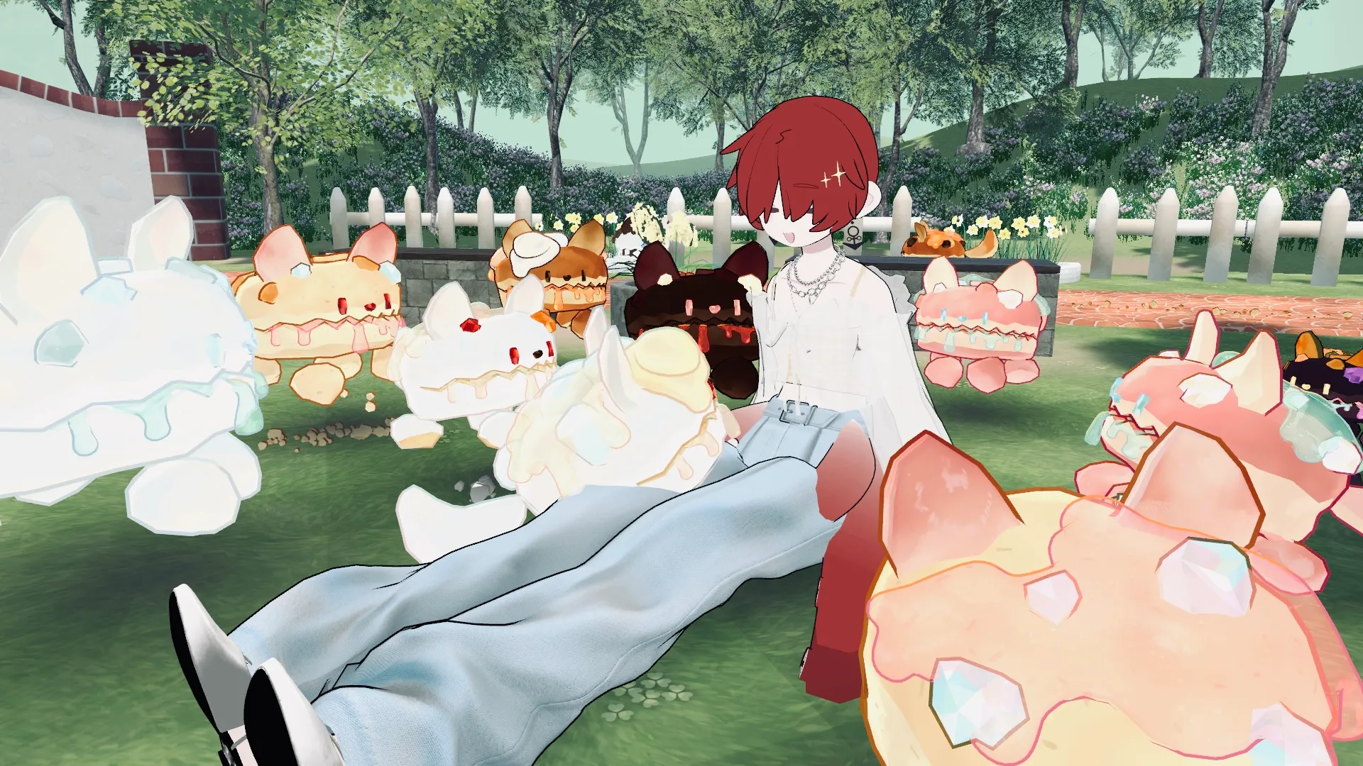 Sheer cardigan × Denim jeans