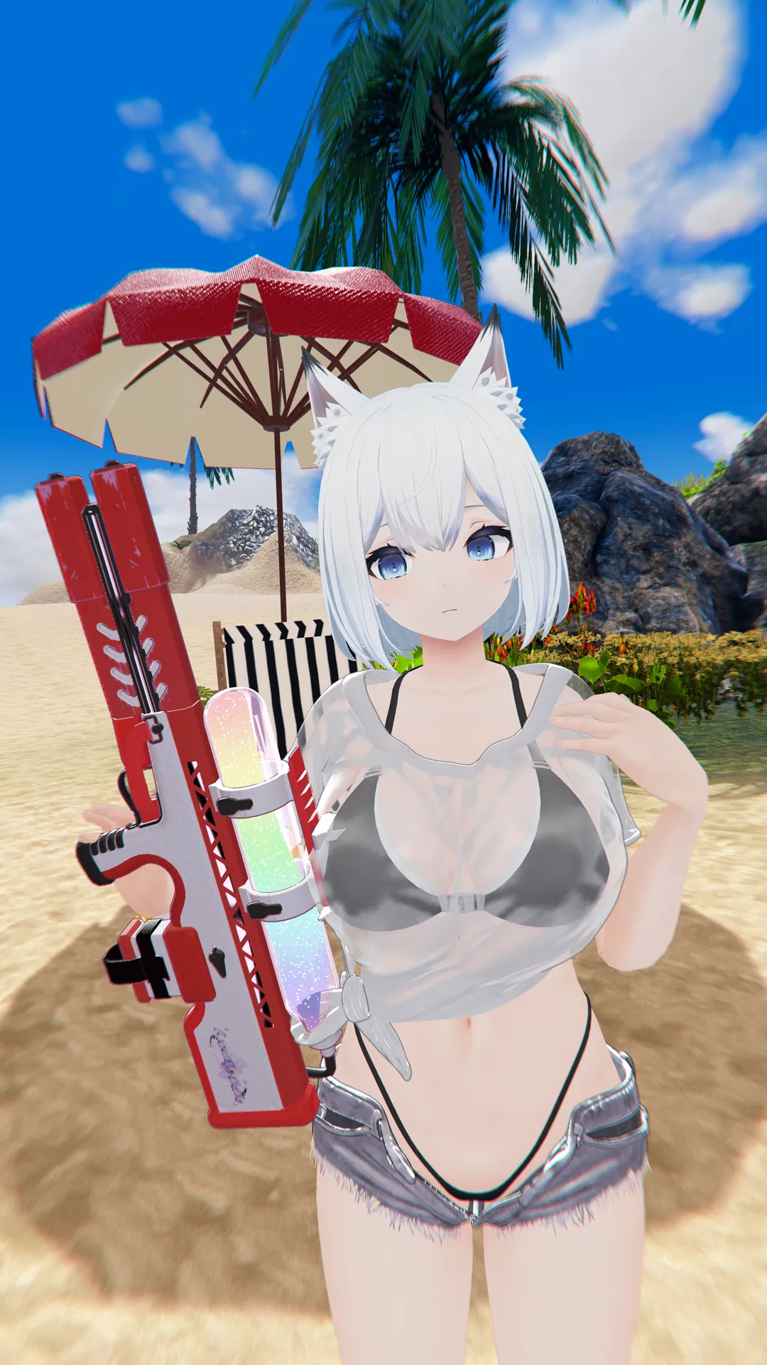 水をかけるとスケスケになっちゃう狐雨