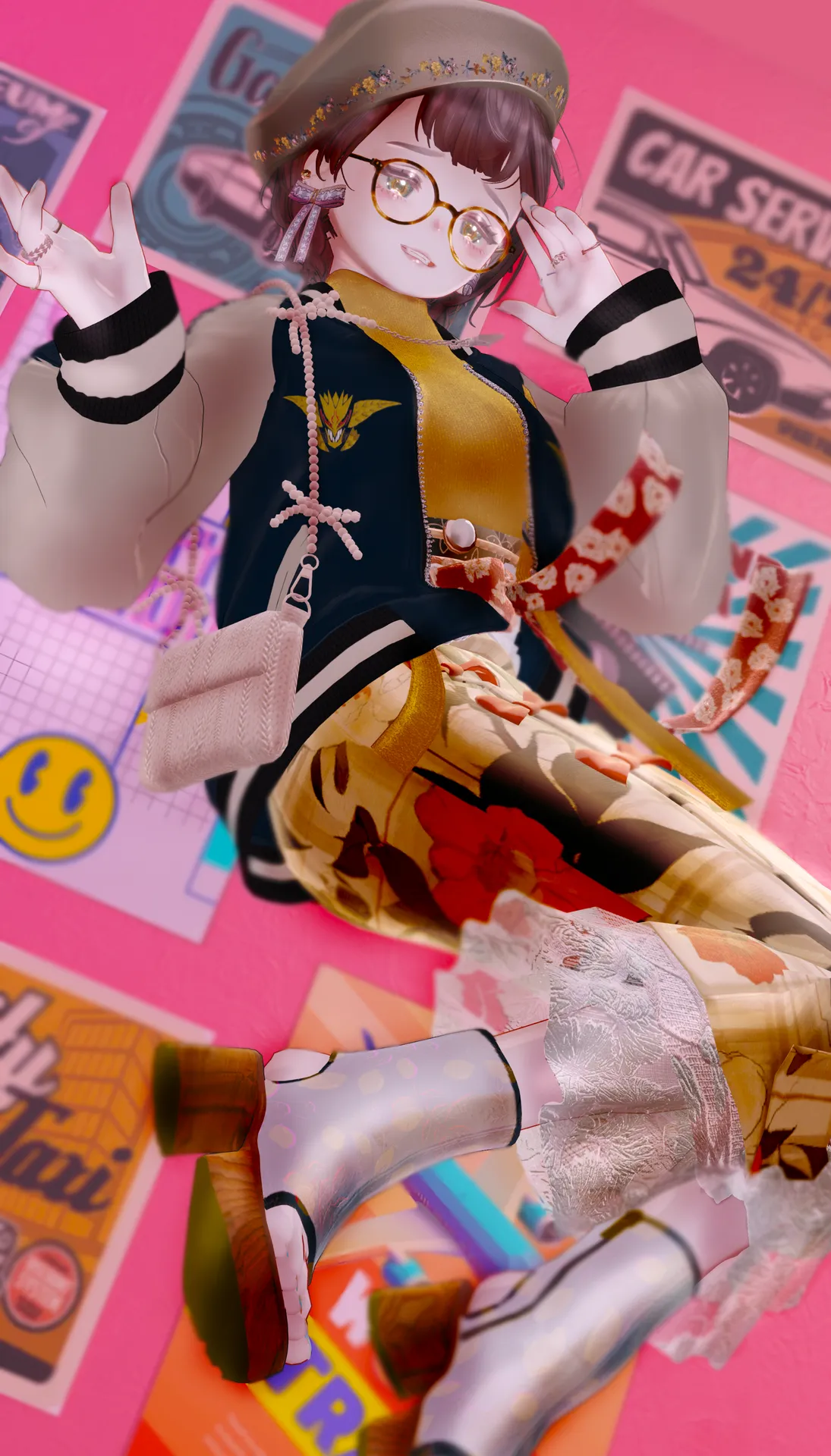 レトロスカジャンコーデ