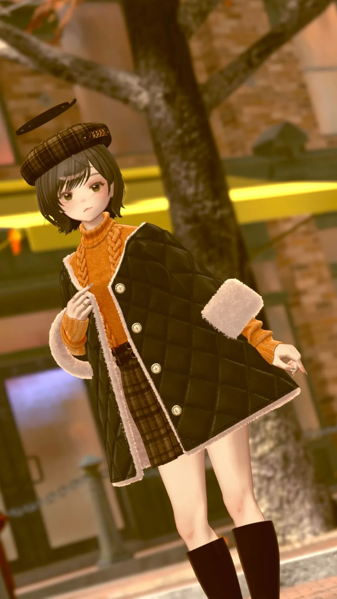 秋のベレー帽コーデ