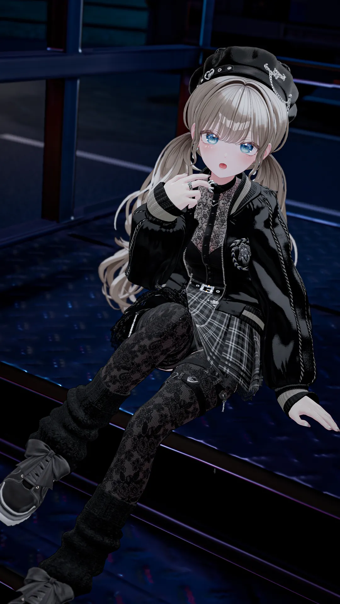 スカジャン×レースコーデ